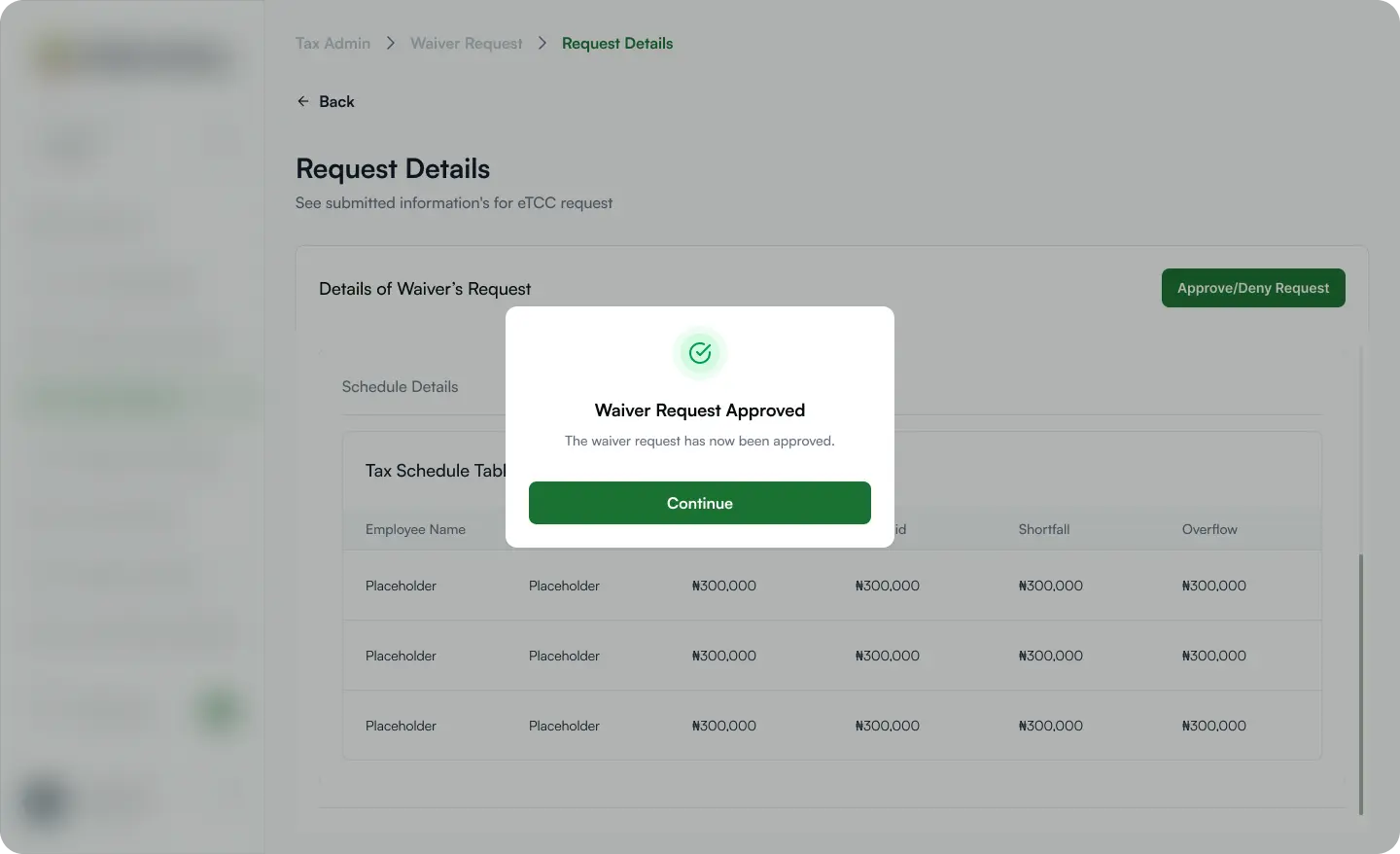 RevOp taxpayer waiver request details